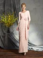 Sheath/Column V-neck Floor-Length Chiffon Mother of the Bride Dresses With Flower