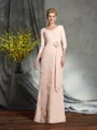 Sheath/Column V-neck Floor-Length Chiffon Mother of the Bride Dresses With Flower