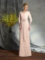 Sheath/Column V-neck Floor-Length Chiffon Mother of the Bride Dresses With Flower