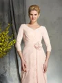 Sheath/Column V-neck Floor-Length Chiffon Mother of the Bride Dresses With Flower