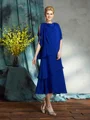 A-Line/Princess Bateau Tea-Length Chiffon Mother of the Bride Dresses With Appliques Lace