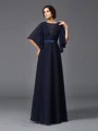 A-Line/Princess Scoop Floor-Length Chiffon Mother of the Bride Dresses With Beading