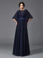 A-Line/Princess Scoop Floor-Length Chiffon Mother of the Bride Dresses With Beading