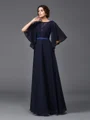 A-Line/Princess Scoop Floor-Length Chiffon Mother of the Bride Dresses With Beading