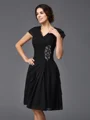 A-Line/Princess V-neck Knee-Length Chiffon Mother of the Bride Dresses With Beading
