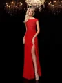 Sheath/Column Bateau Floor-Length Chiffon Mother of the Bride Dresses With Leg Slit