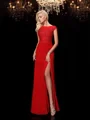 Sheath/Column Bateau Floor-Length Chiffon Mother of the Bride Dresses With Leg Slit