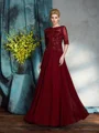 A-Line/Princess Bateau Floor-Length Chiffon Mother of the Bride Dresses With Appliques Lace
