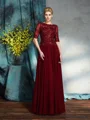 A-Line/Princess Bateau Floor-Length Chiffon Mother of the Bride Dresses With Appliques Lace