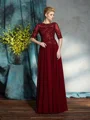 A-Line/Princess Bateau Floor-Length Chiffon Mother of the Bride Dresses With Appliques Lace