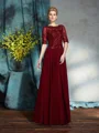 A-Line/Princess Bateau Floor-Length Chiffon Mother of the Bride Dresses With Appliques Lace