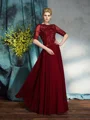 A-Line/Princess Bateau Floor-Length Chiffon Mother of the Bride Dresses With Appliques Lace