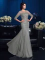 Sheath/Column Scoop Floor-Length Net Mother of the Bride Dresses With Beading