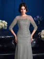 Sheath/Column Scoop Floor-Length Net Mother of the Bride Dresses With Beading