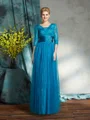 A-Line/Princess V-neck Floor-Length Net Mother of the Bride Dresses With Belt/Sash