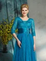 A-Line/Princess V-neck Floor-Length Net Mother of the Bride Dresses With Belt/Sash