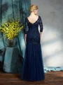 Sheath/Column V-neck Floor-Length Net Mother of the Bride Dresses With Appliques Lace