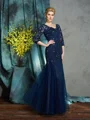 Sheath/Column V-neck Floor-Length Net Mother of the Bride Dresses With Appliques Lace