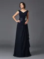 A-Line/Princess V-neck Floor-Length Chiffon Mother of the Bride Dresses With Appliques Lace