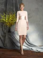 Sheath/Column Scoop Short/Mini Chiffon Mother of the Bride Dresses With Belt/Sash