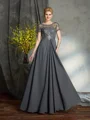 A-Line/Princess Scoop Floor-Length Chiffon Mother of the Bride Dresses With Appliques Lace