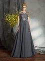 A-Line/Princess Scoop Floor-Length Chiffon Mother of the Bride Dresses With Appliques Lace