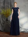 A-Line/Princess Bateau Floor-Length Chiffon Mother of the Bride Dresses With Appliques Lace