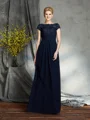 A-Line/Princess Bateau Floor-Length Chiffon Mother of the Bride Dresses With Appliques Lace