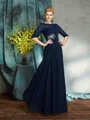 A-Line/Princess Bateau Floor-Length Chiffon Mother of the Bride Dresses With Beading