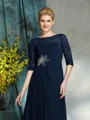 A-Line/Princess Bateau Floor-Length Chiffon Mother of the Bride Dresses With Beading