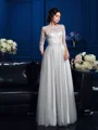 A-Line/Princess Scoop Floor-Length Silk Like Satin Mother of the Bride Dresses With Appliques Lace