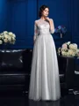 A-Line/Princess Scoop Floor-Length Silk Like Satin Mother of the Bride Dresses With Appliques Lace