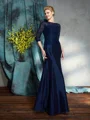 Trumpet/Mermaid Bateau Floor-Length Taffeta Mother of the Bride Dresses With Appliques Lace