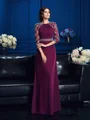 A-Line/Princess Scoop Floor-Length Chiffon Mother of the Bride Dresses With Beading