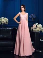A-Line/Princess V-neck Floor-Length Chiffon Mother of the Bride Dresses With Appliques Lace
