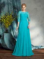 A-Line/Princess Bateau Floor-Length Chiffon Mother of the Bride Dresses With Appliques Lace