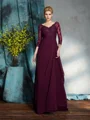 A-Line/Princess V-neck Floor-Length Chiffon Mother of the Bride Dresses With Beading