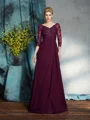 A-Line/Princess V-neck Floor-Length Chiffon Mother of the Bride Dresses With Beading