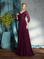 A-Line/Princess V-neck Floor-Length Chiffon Mother of the Bride Dresses With Beading