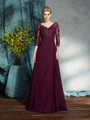A-Line/Princess V-neck Floor-Length Chiffon Mother of the Bride Dresses With Beading