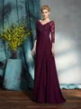 A-Line/Princess V-neck Floor-Length Chiffon Mother of the Bride Dresses With Beading