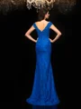Trumpet/Mermaid V-neck Sweep Train Lace Mother of the Bride Dresses With Lace