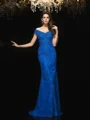 Trumpet/Mermaid V-neck Sweep Train Lace Mother of the Bride Dresses With Lace