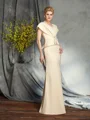 Sheath/Column V-neck Floor-Length Silk like Satin Mother of the Bride Dresses With Beading
