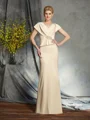 Sheath/Column V-neck Floor-Length Silk like Satin Mother of the Bride Dresses With Beading