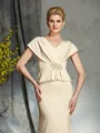 Sheath/Column V-neck Floor-Length Silk like Satin Mother of the Bride Dresses With Beading