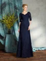 Sheath/Column V-neck Floor-Length Satin Mother of the Bride Dresses With Appliques Lace