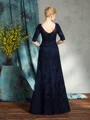 Sheath/Column V-neck Floor-Length Satin Mother of the Bride Dresses With Appliques Lace