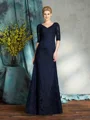 Sheath/Column V-neck Floor-Length Satin Mother of the Bride Dresses With Appliques Lace