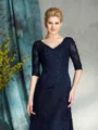Sheath/Column V-neck Floor-Length Satin Mother of the Bride Dresses With Appliques Lace